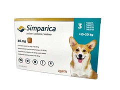 Сімпарика 40 мг для собак вагою 10-20 кг, 3 табл., Zoetis (США) 4670025270052 фото